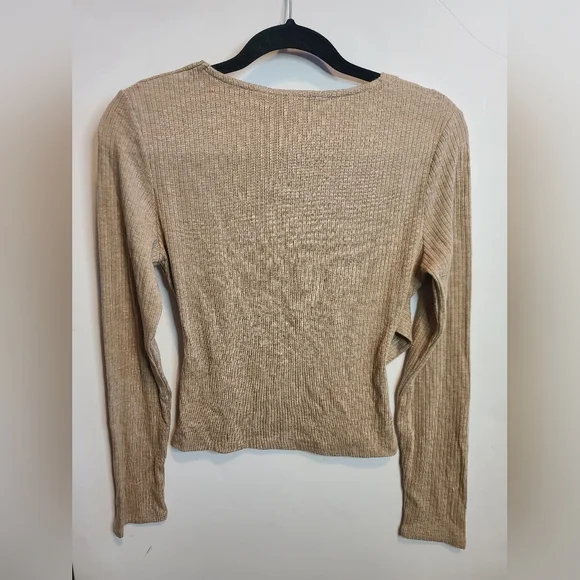 NWT Beige Ribbed Blouse - Picture 3 of 3